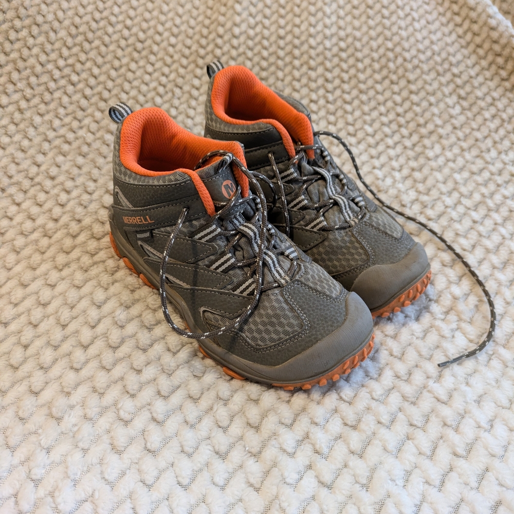 Merrell Kids' Gray and Orange Hiking Shoes Size 1.5